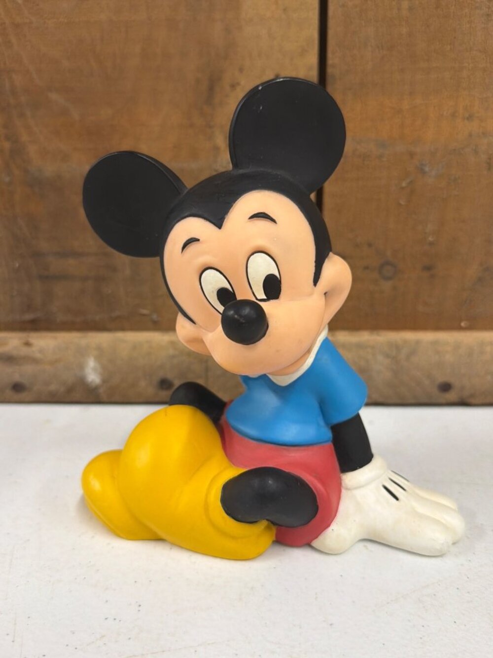 Vintage Mickey Mouse Sitting Coin Bank Disney Collectible  Plastic 8 Inches